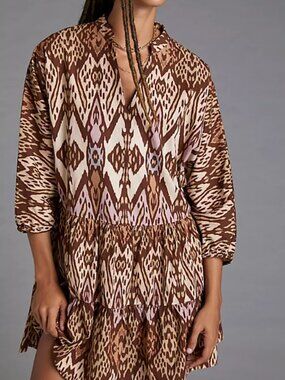 Conditions Apply Flowy Mini Dress Tribal Ikat Print Shift Party Size Medium